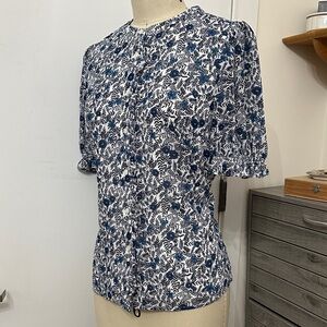 J. Crew Blue and White Patterned Blouse